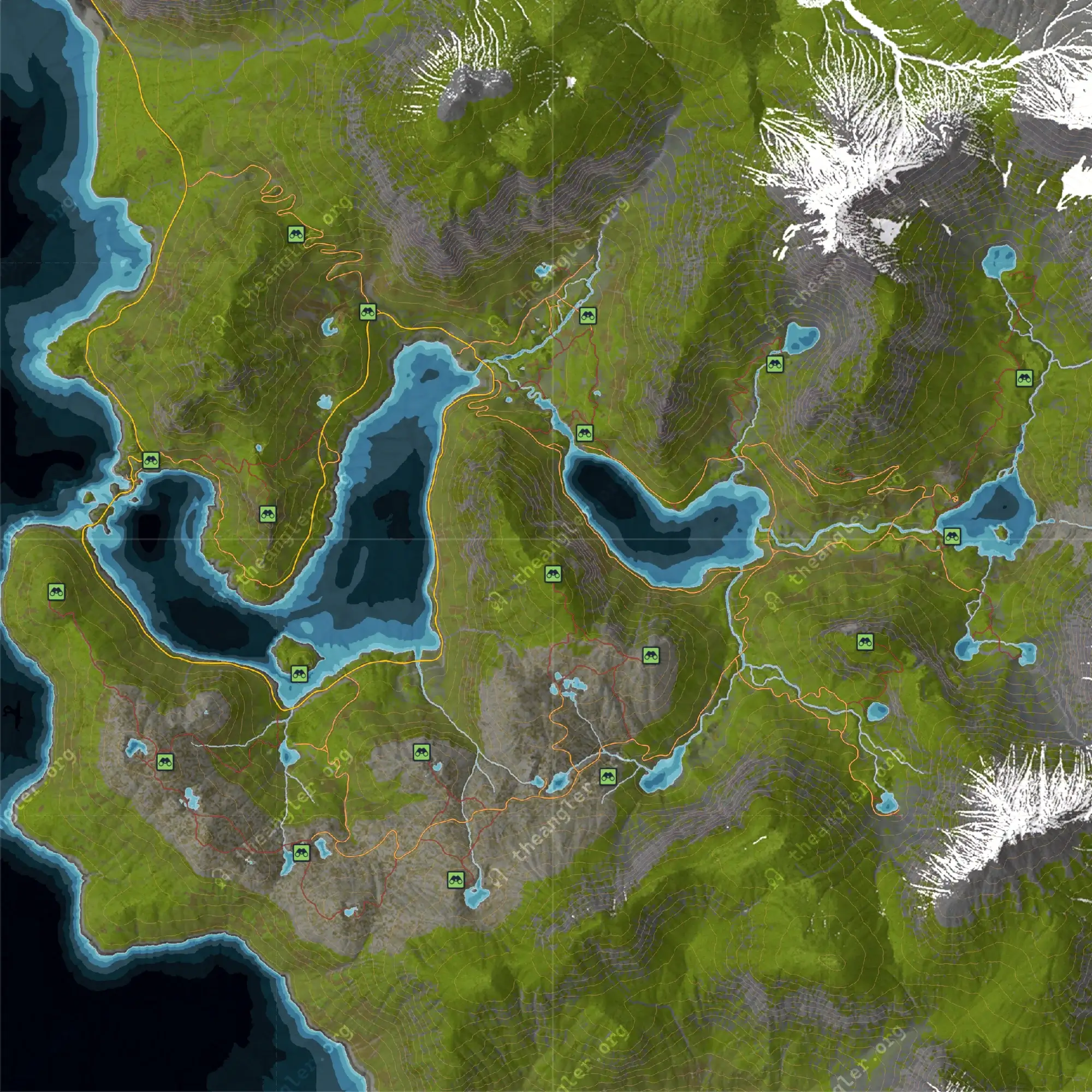 COTW The Angler - Trollsporet Nature Reserve Map with all the lookout towers